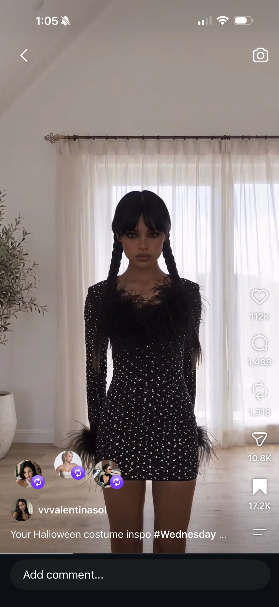 Valentina post showing public engagement counts